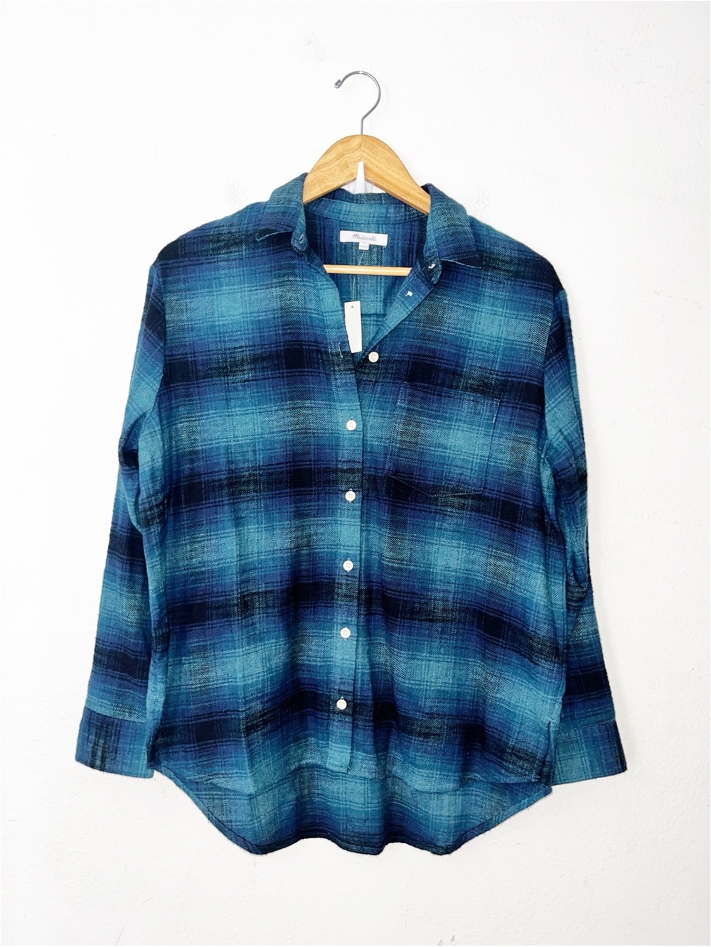 NWT Madewell Slub Flannel Oversized Ex-Boyfriend Shirt in Plaid Small - Picture 5 of 8